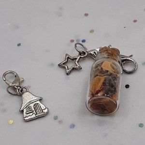 Flower Garden Glass Bottle Zipper Pull Gnome House Star Charms Handcrafted